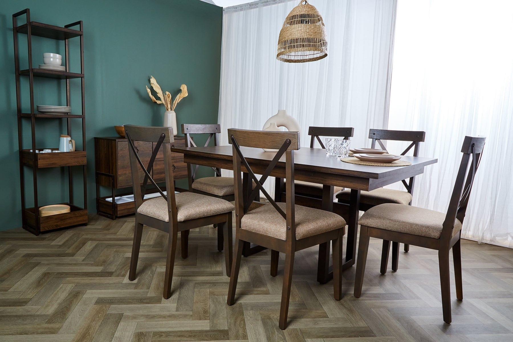 Silla Irina Nogal Rustico y Beige - Kessa