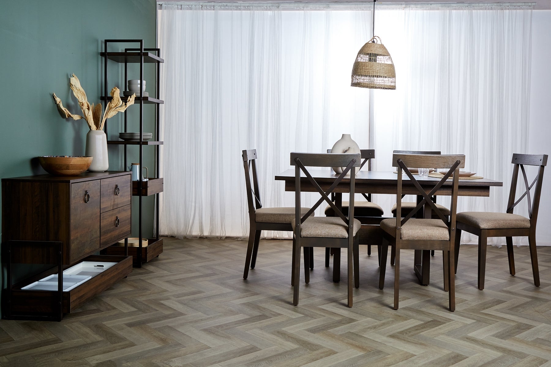 Silla Irina Nogal Rustico y Beige - Kessa