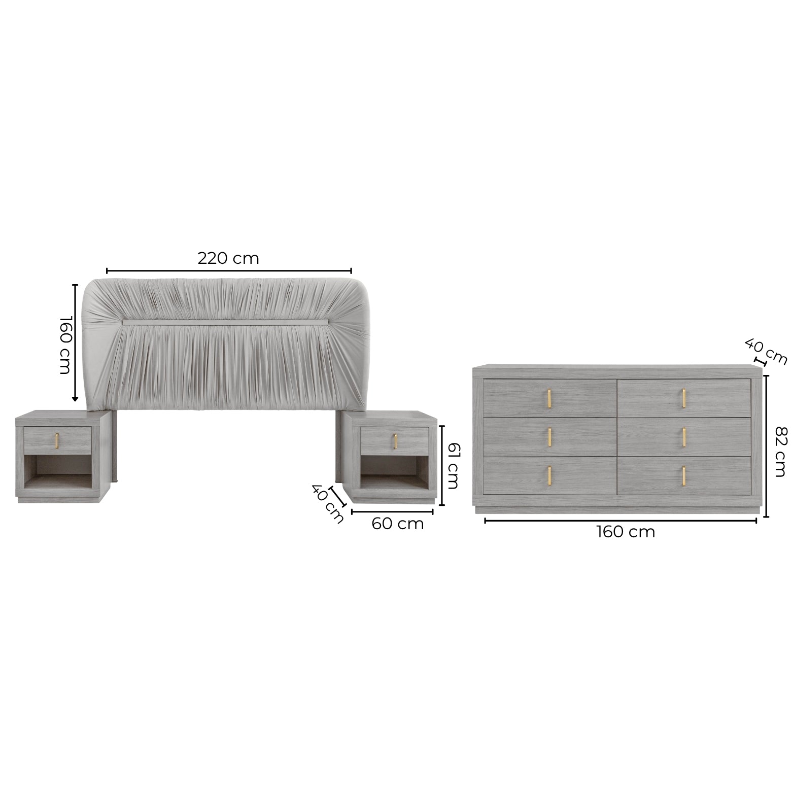 Recamara KS 4 Piezas Auma Sin Espejo Gris - Kessa