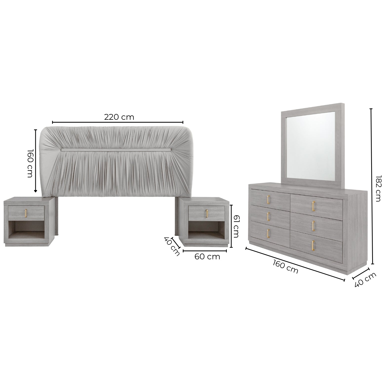 Recamara KS 5 Piezas Auma Gris - Kessa