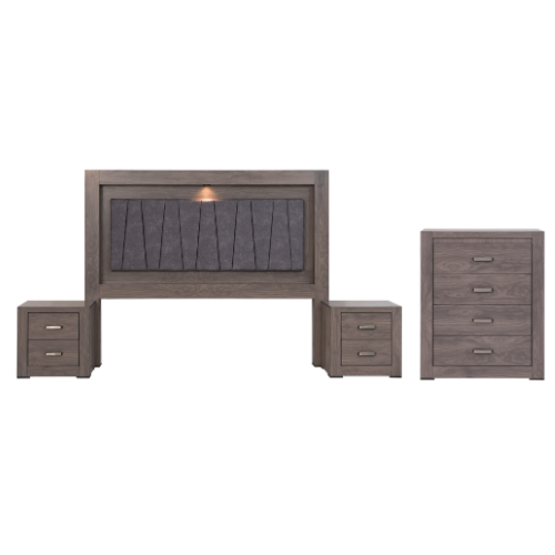 Recamara KS 4 Piezas Vizela Sin Espejo Gris - Kessa