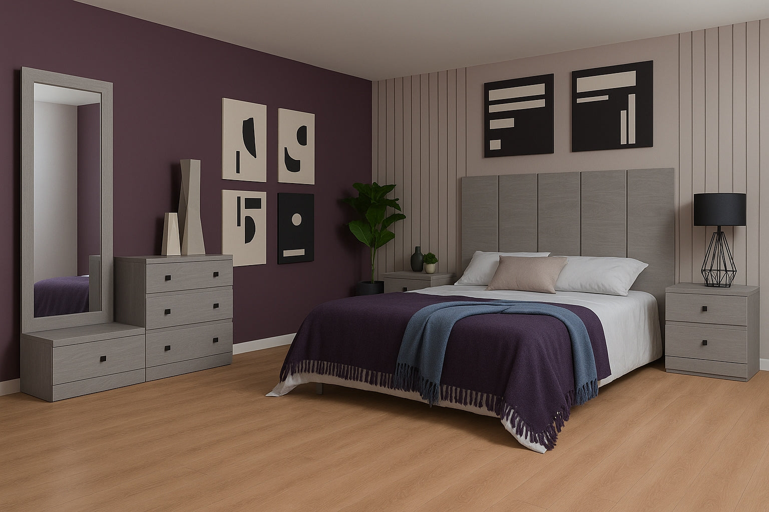 Recamara KS 5 Piezas Louis Gris - Kessa