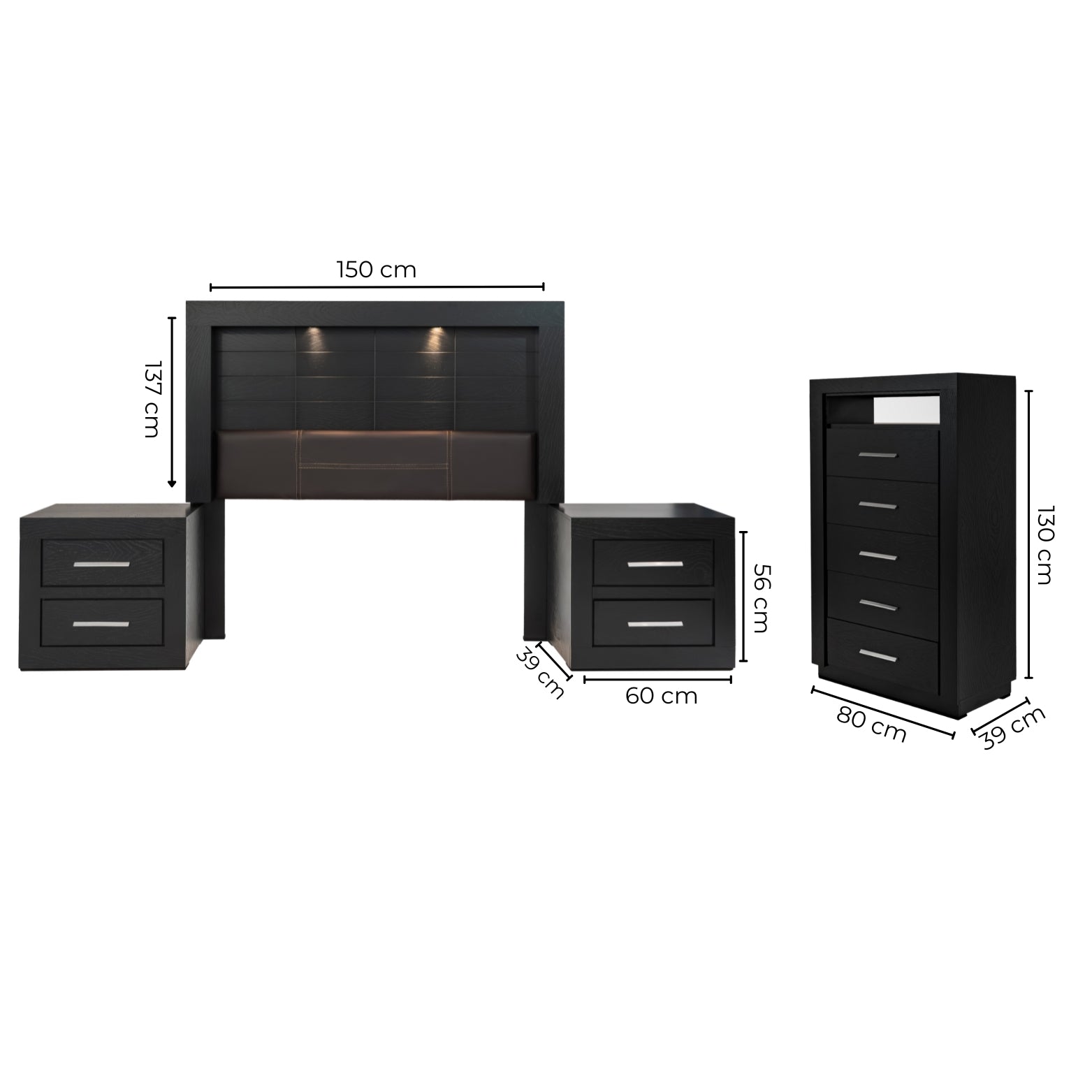 Recamara Matrimonial 4 Piezas Pamela Sin Espejo Chocolate - Kessa