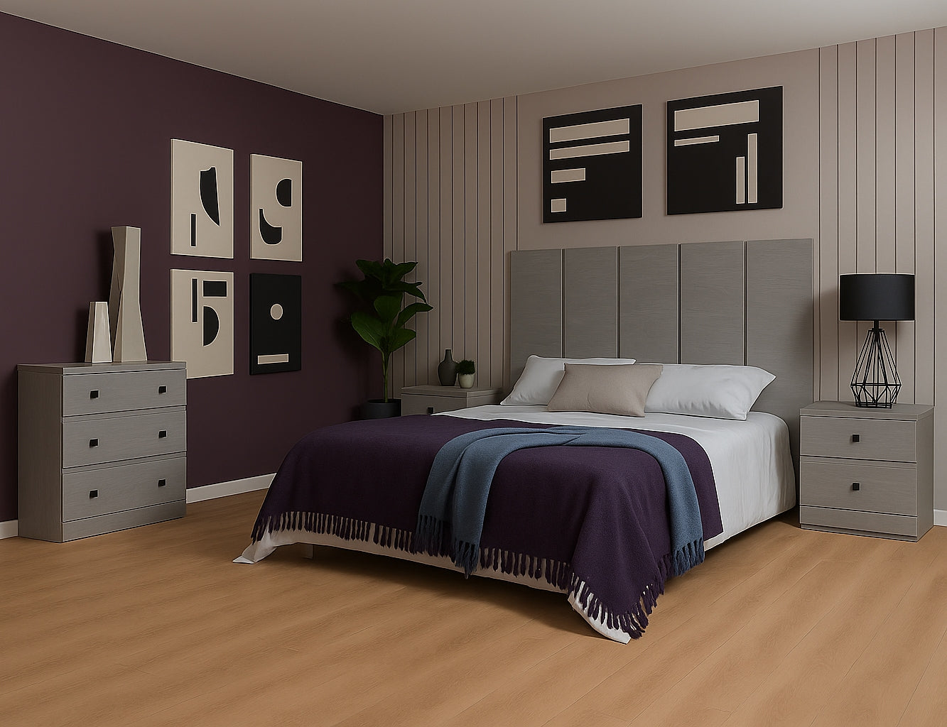 Recamara KS 4 Piezas Louis Sin Espejo Gris - Kessa