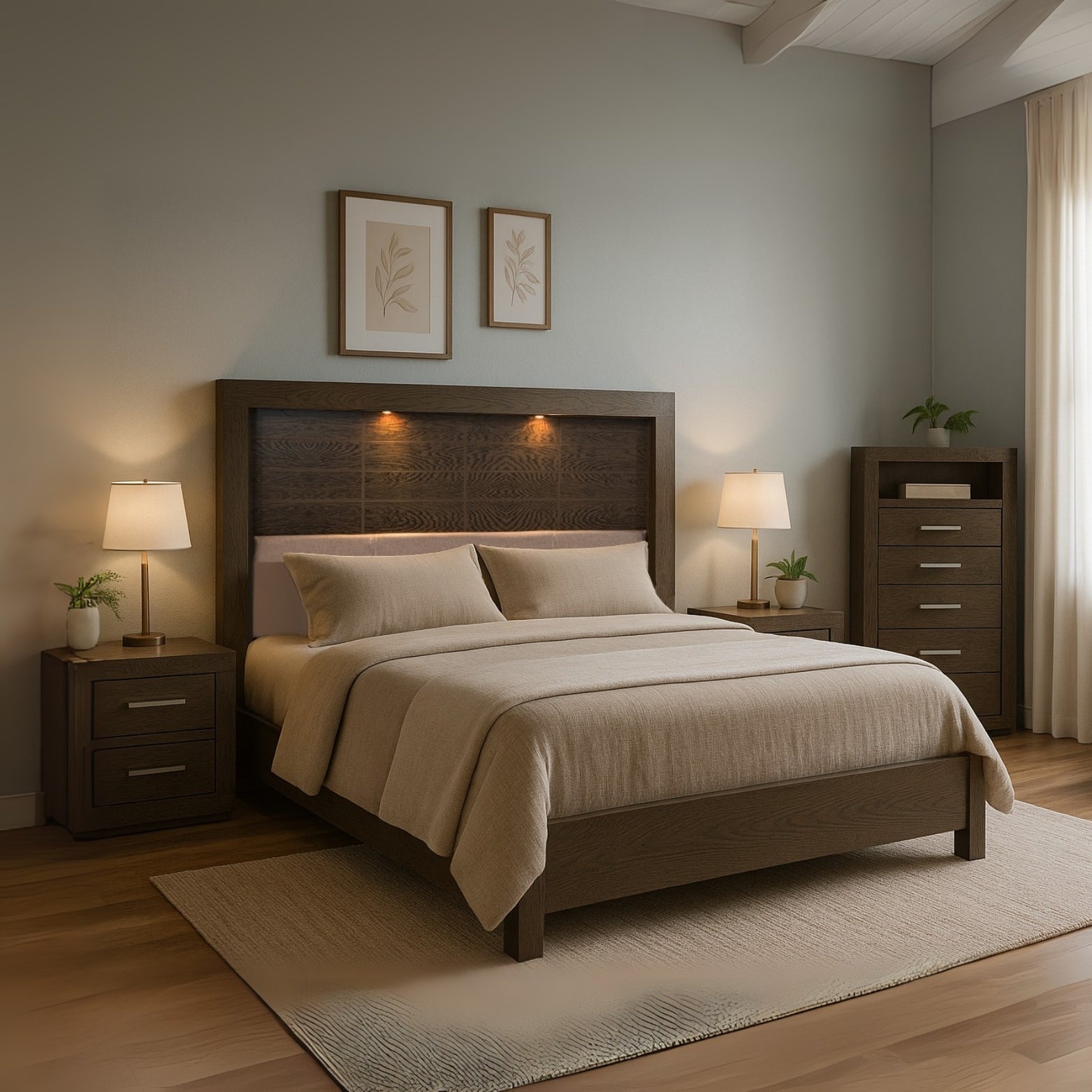 Recamara Matrimonial 4 Piezas Pamela Sin Espejo Capuchino - Kessa