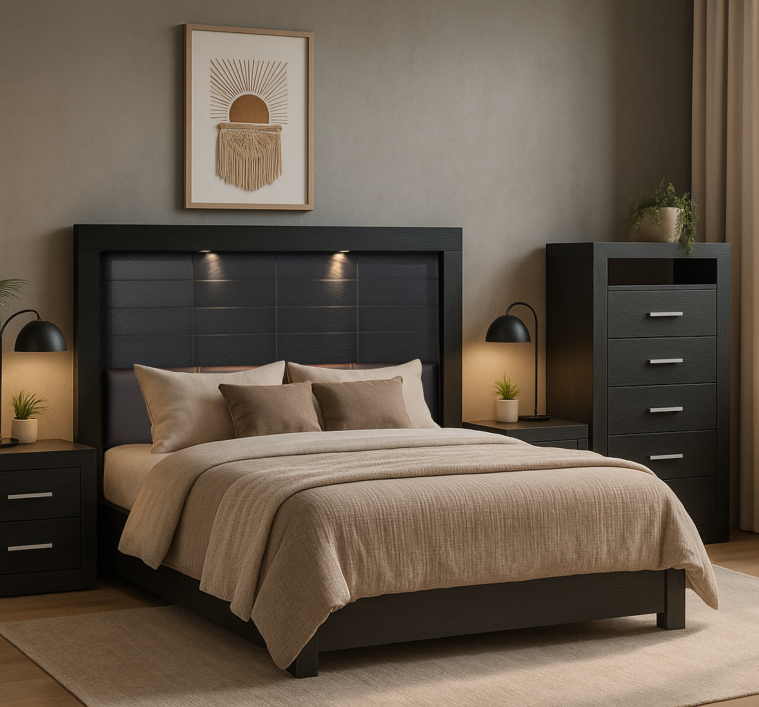 Recamara Matrimonial 4 Piezas Pamela Sin Espejo Chocolate - Kessa