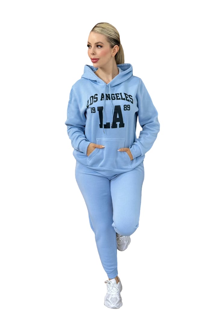 Conjunto Deportivo Mujer con Sudadera Los Angeles y Pants Casual 2 Piezas