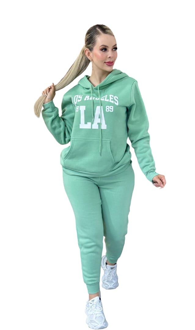 Conjunto Deportivo Mujer con Sudadera Los Angeles y Pants Casual 2 Piezas