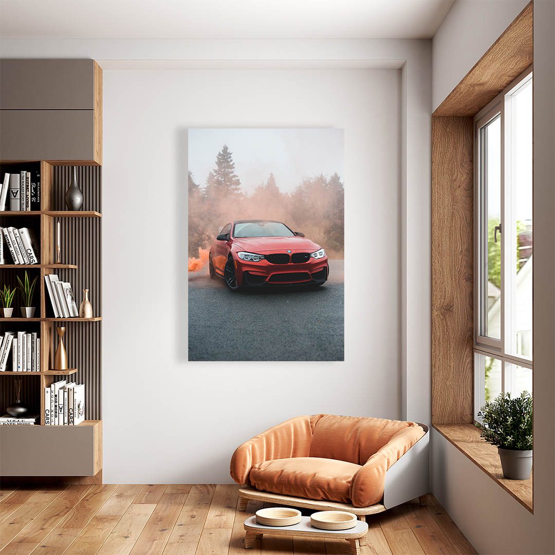 Cuadro Decorativo de Automóvil Deportivo BMW Rojo #37 45 X 30