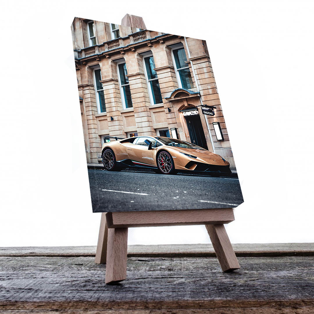 Cuadro Decorativo de Automóvil Deportivo Lamborghini Dorado #45 45 X 30