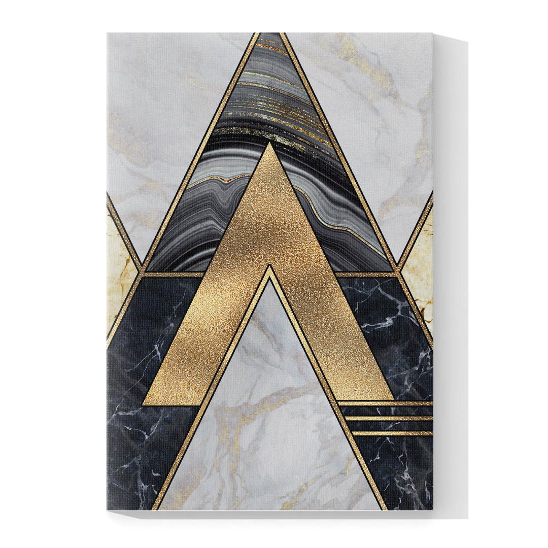 Cuadro Decorativo Moderno estilo Mármol en Dorado y Negro #170 45 X 30