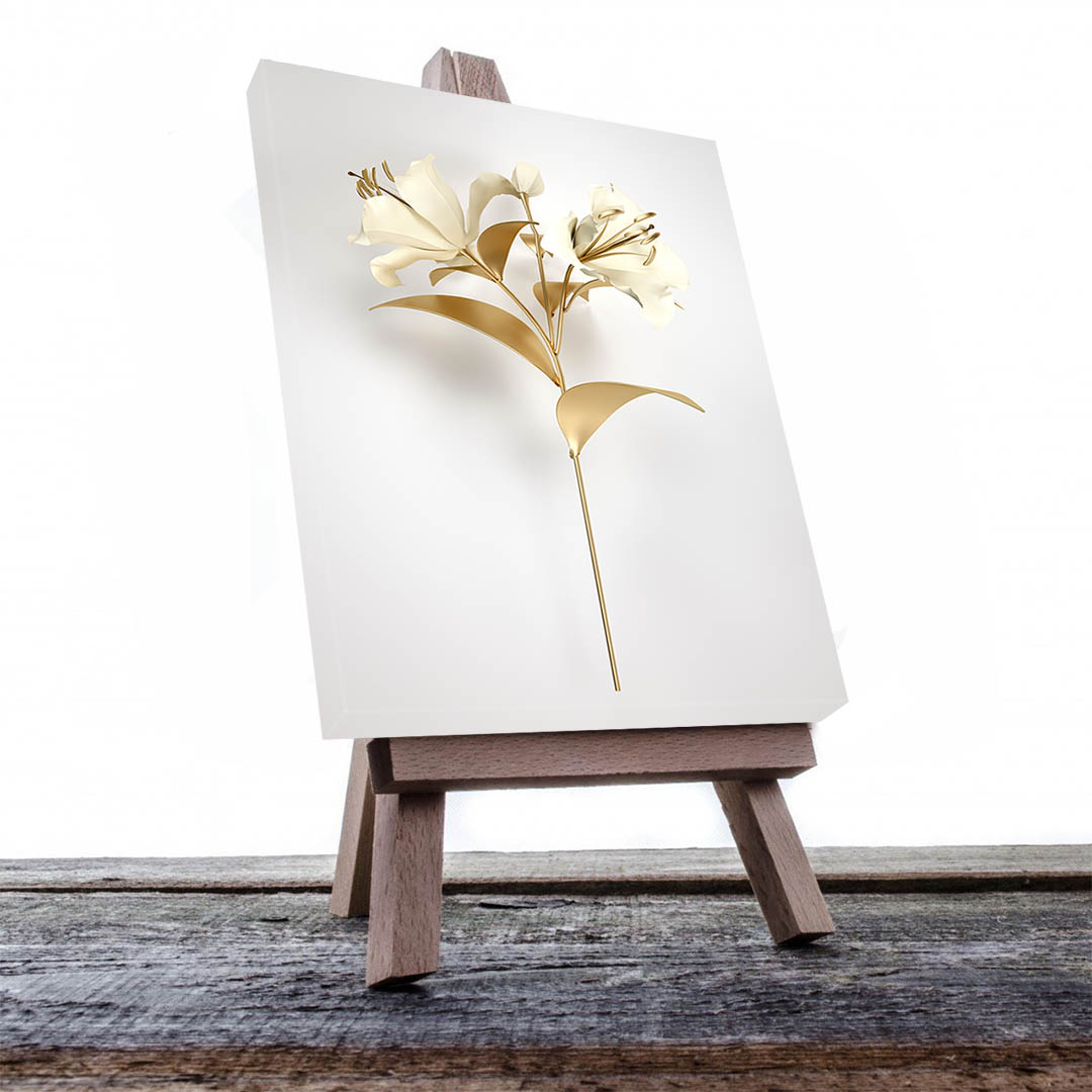 Cuadro Decorativo de Flores Doradas con Fondo Blanco #206 45 X 30