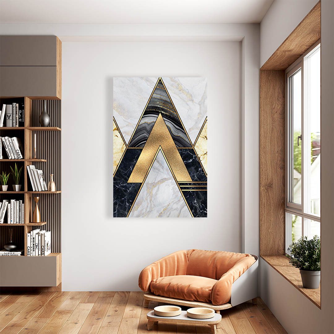 Cuadro Decorativo Moderno estilo Mármol en Dorado y Negro #170 45 X 30