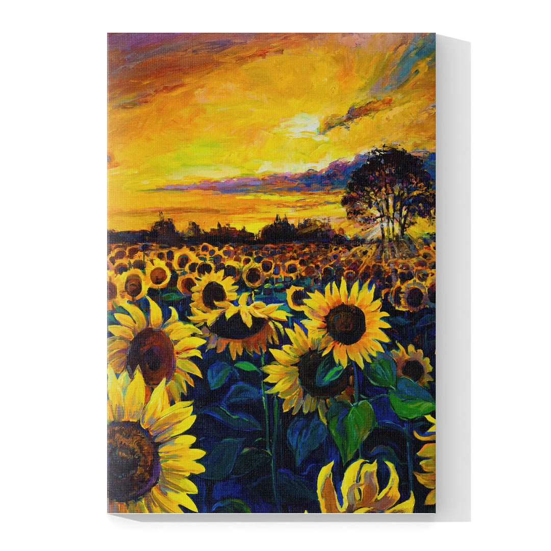 Cuadro Decorativo Campo de Girasoles Estilo Oleo #06V 45 X 30