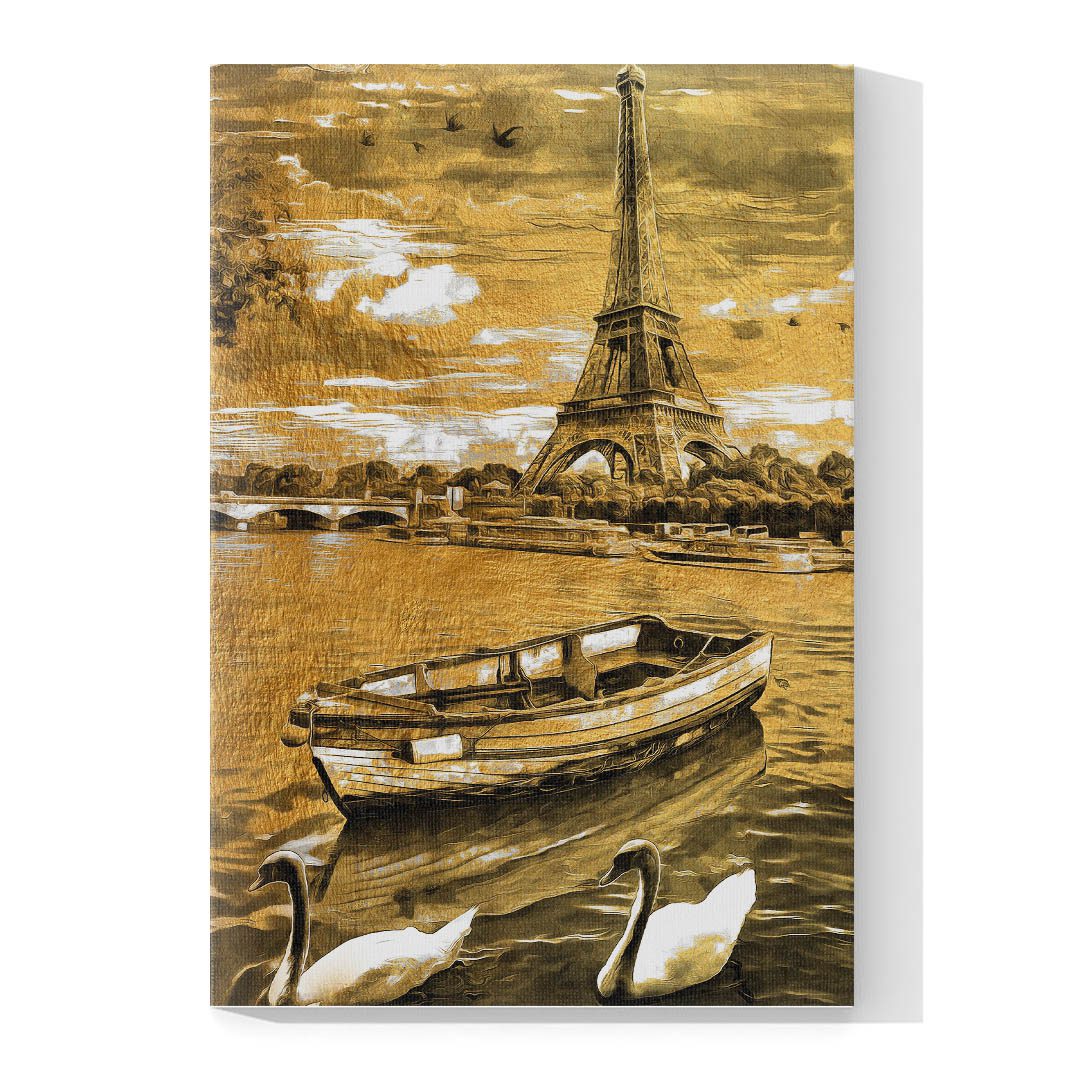 Cuadro Decorativo Torre Eiffel en Dorado #222 45 X 30