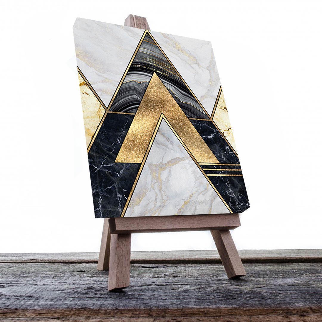 Cuadro Decorativo Moderno estilo Mármol en Dorado y Negro #170 45 X 30