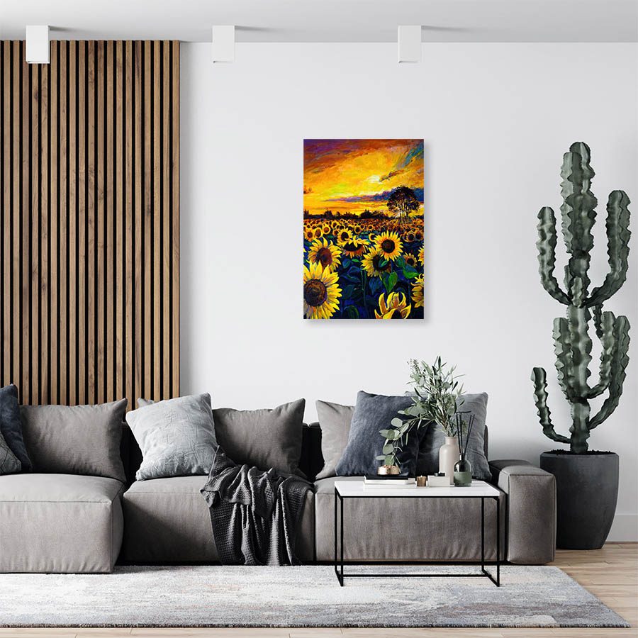 Cuadro Decorativo Campo de Girasoles Estilo Oleo #06V 45 X 30