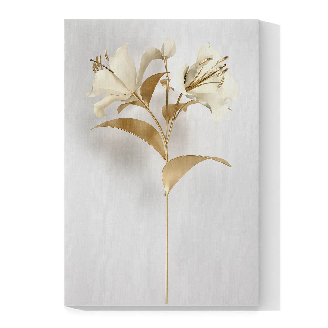 Cuadro Decorativo de Flores Doradas con Fondo Blanco #206 45 X 30