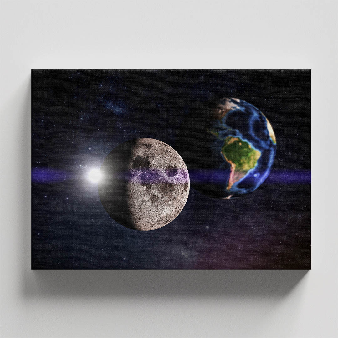 Cuadro Decorativo De la Luna, Tierra y el Sol 45 X 30