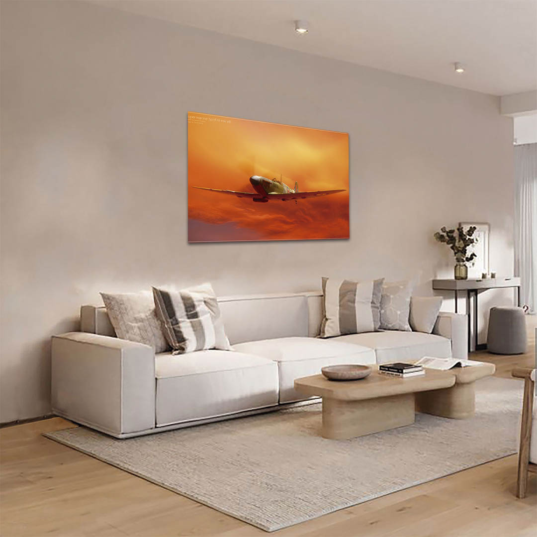 Cuadro Decorativo Avión Caza Supermarine Spitfire 60 X 40
