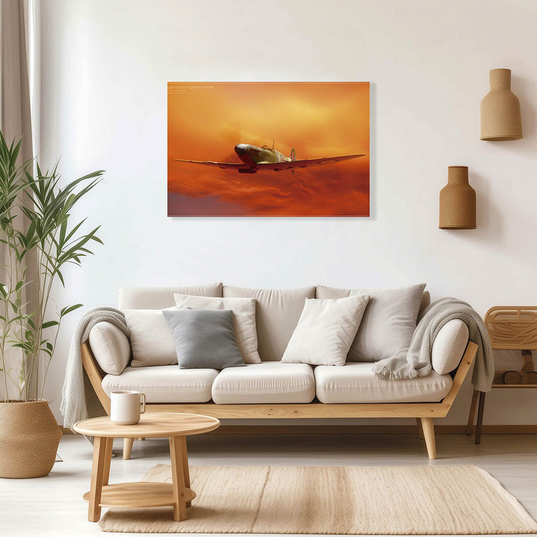 Cuadro Decorativo Avión Caza Supermarine Spitfire 60 X 40