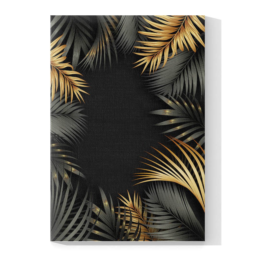 Cuadro Decorativo de Hojas Doradas y Negras #187 60 X 40