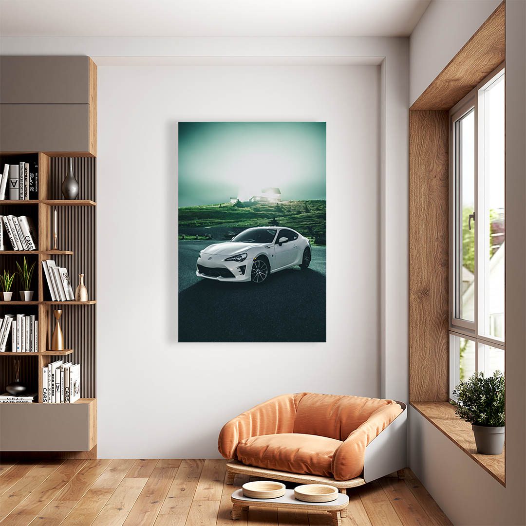 Cuadro Decorativo de Automóvil Deportivo Toyota Blanco #42 60 X 40