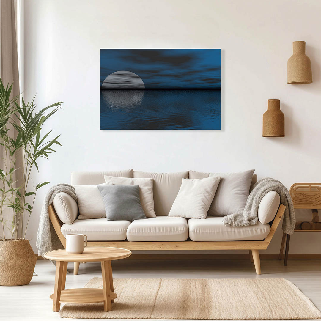 Cuadro Decorativo Luna Brillante en el Mar #25 60 X 40