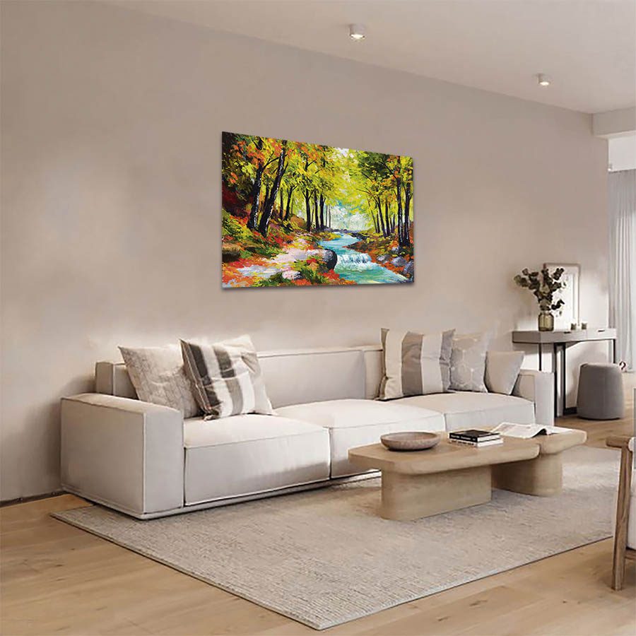 Cuadro Decorativo de Bosque con Colores Cálidos Estilo Oleo #07 60 X 40