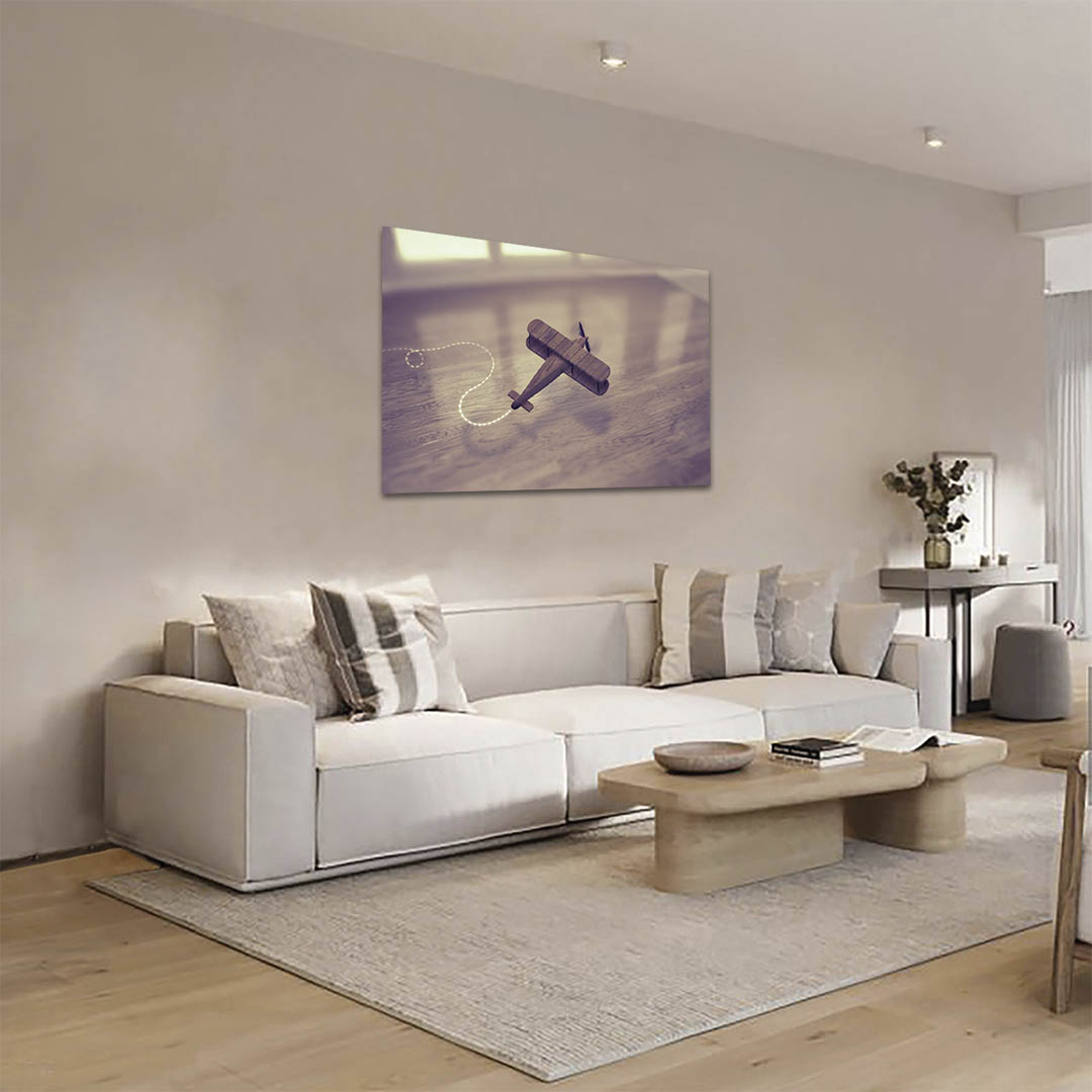 Cuadro Decorativo Avión de Madera 90 X 60
