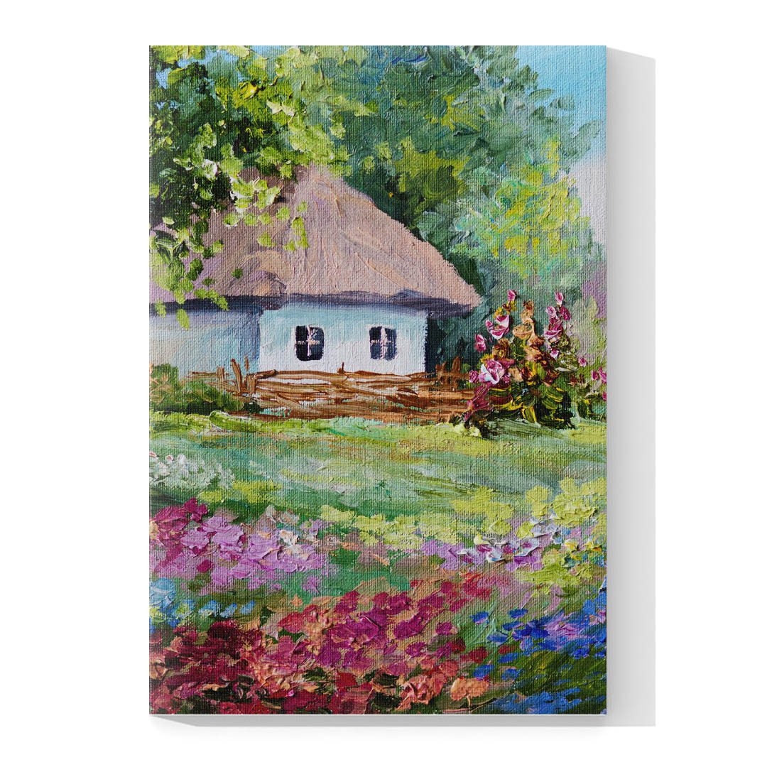 Cuadro Decorativo Cabaña en el Bosque Estilo Oleo #05V 60 X 40