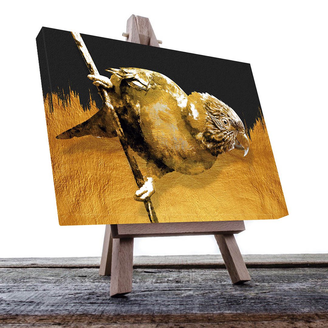 Cuadro Decorativo de Perico en Dorado #158 60 X 40