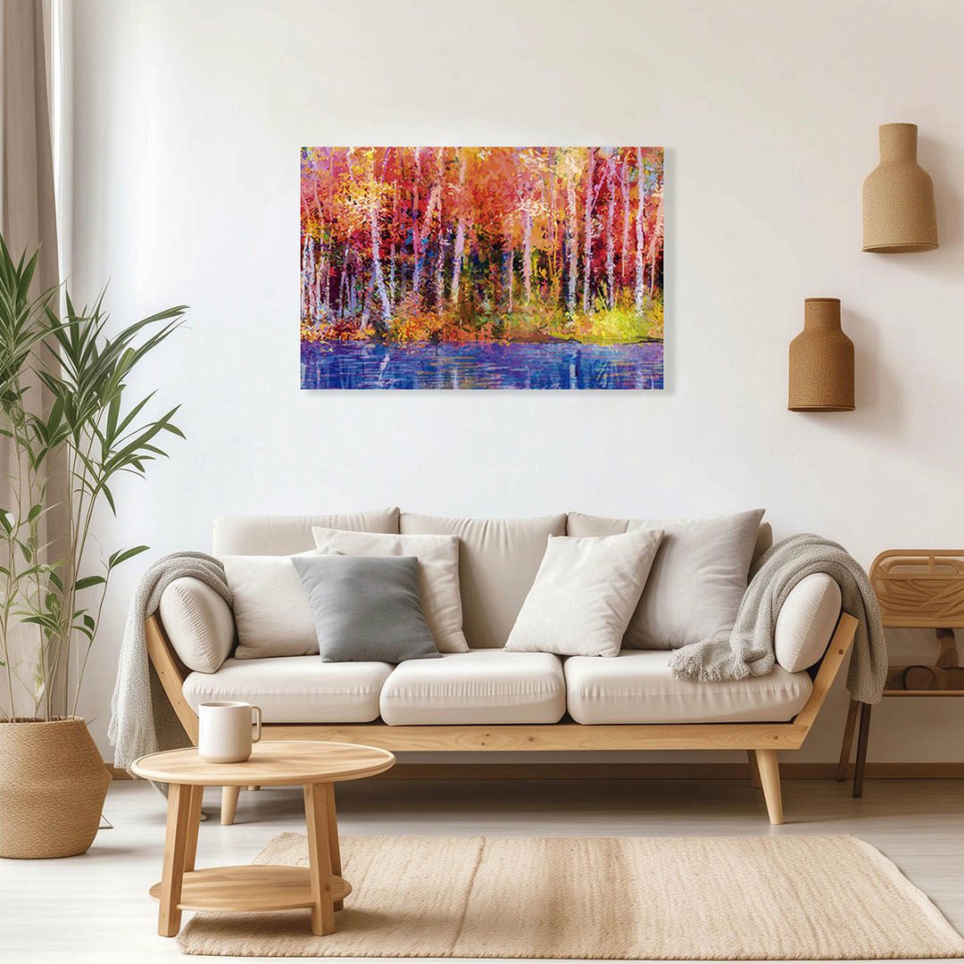 Cuadro Decorativo de Bosque con Colores Cálidos Estilo Oleo #30 60 X 40