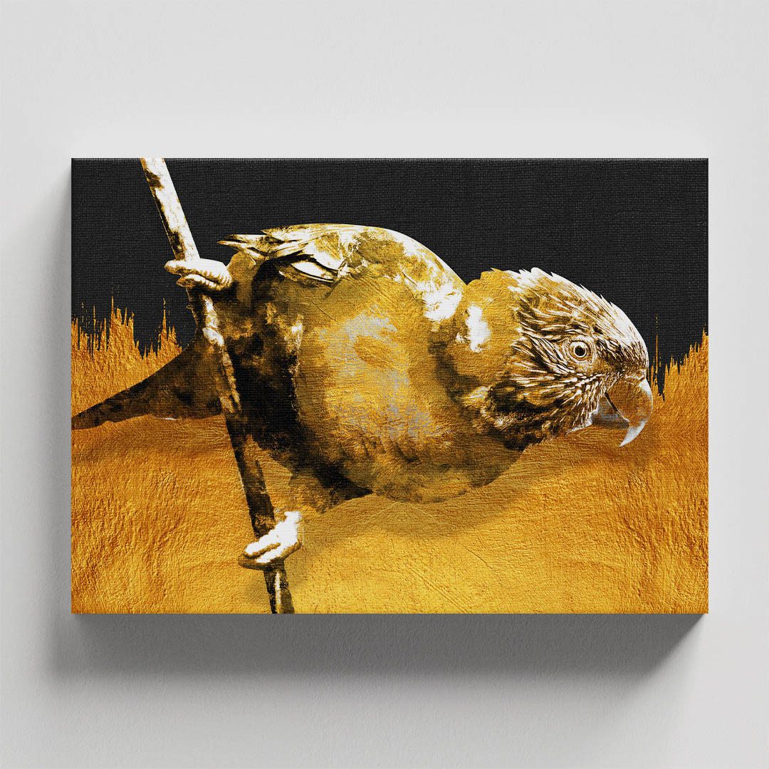 Cuadro Decorativo de Perico en Dorado #158 60 X 40