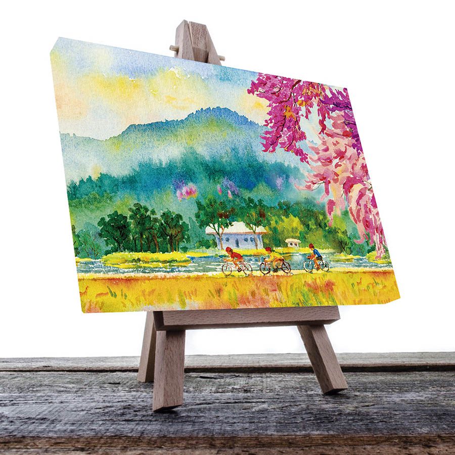 Cuadro Decorativo Poblado con Lago Estilo Oleo #12 60 X 40