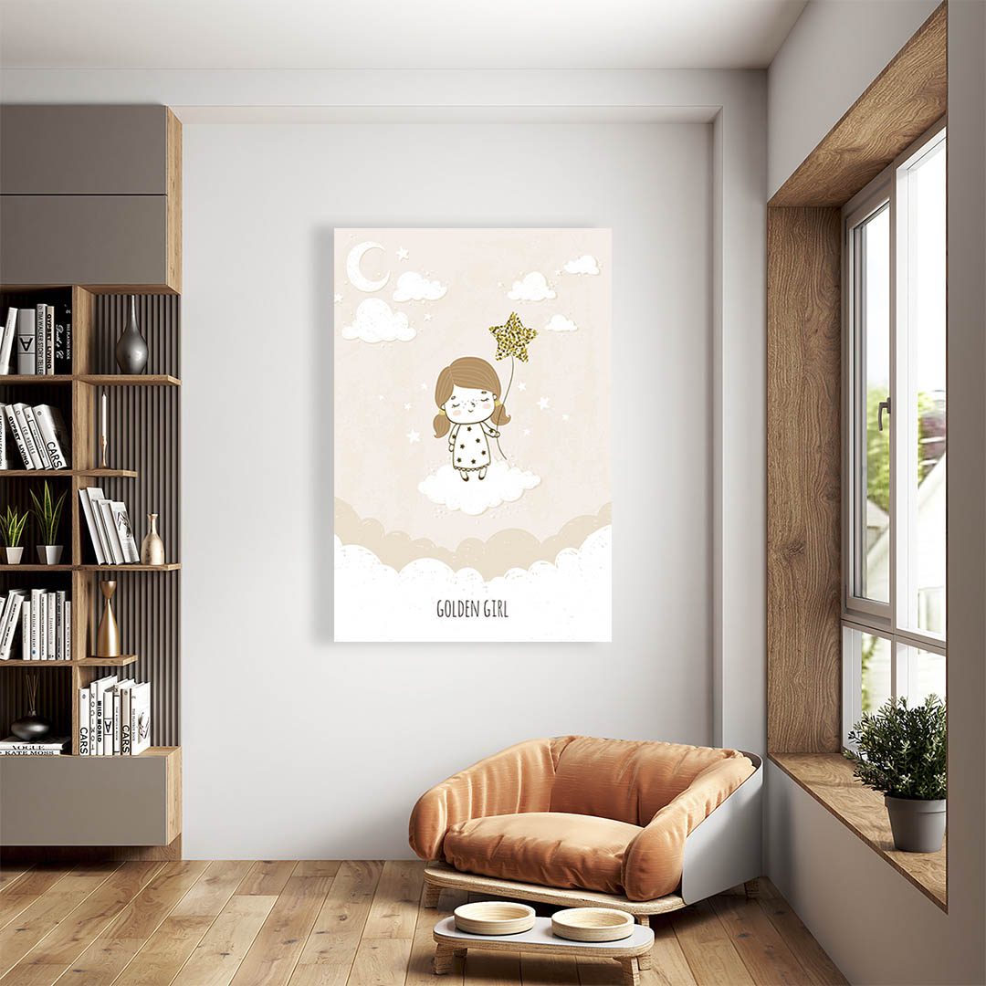 Cuadro Decorativo Infantil Niña con Estrella #16 60 X 40