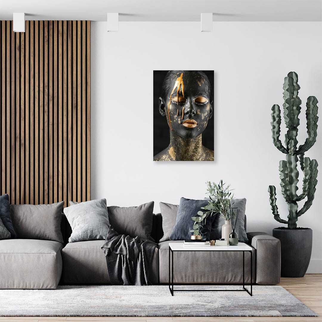 Cuadro Decorativo Mujer en Dorado Moderno #139 60 X 40