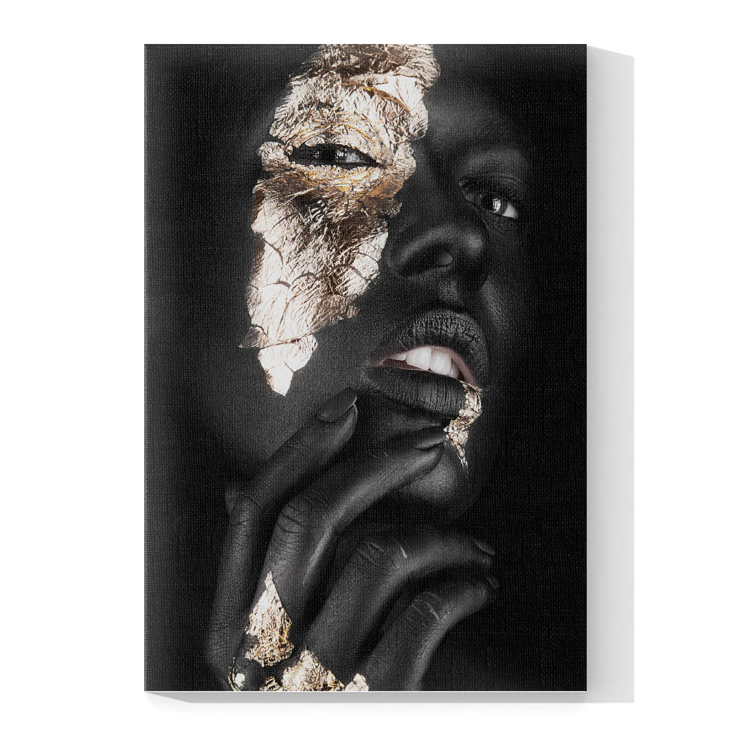 Cuadro Decorativo Mujer en Dorado Moderno #134 60 X 40