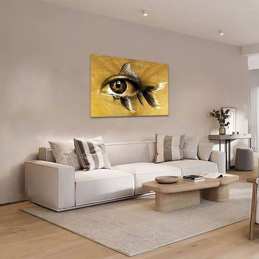 Cuadro Decorativo abstracto ojo en un Pez Dorado #169 90 X 60