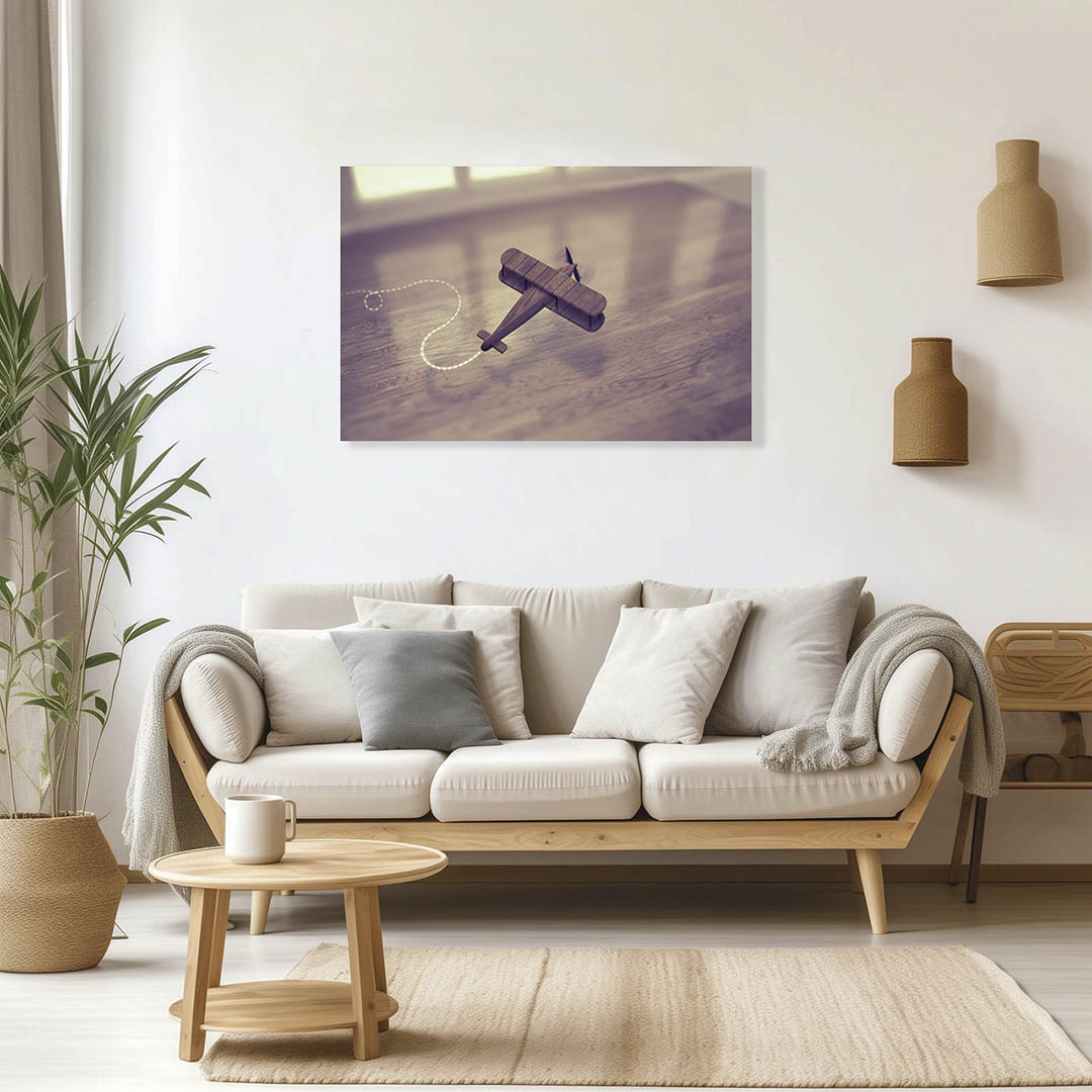 Cuadro Decorativo Avión de Madera 90 X 60