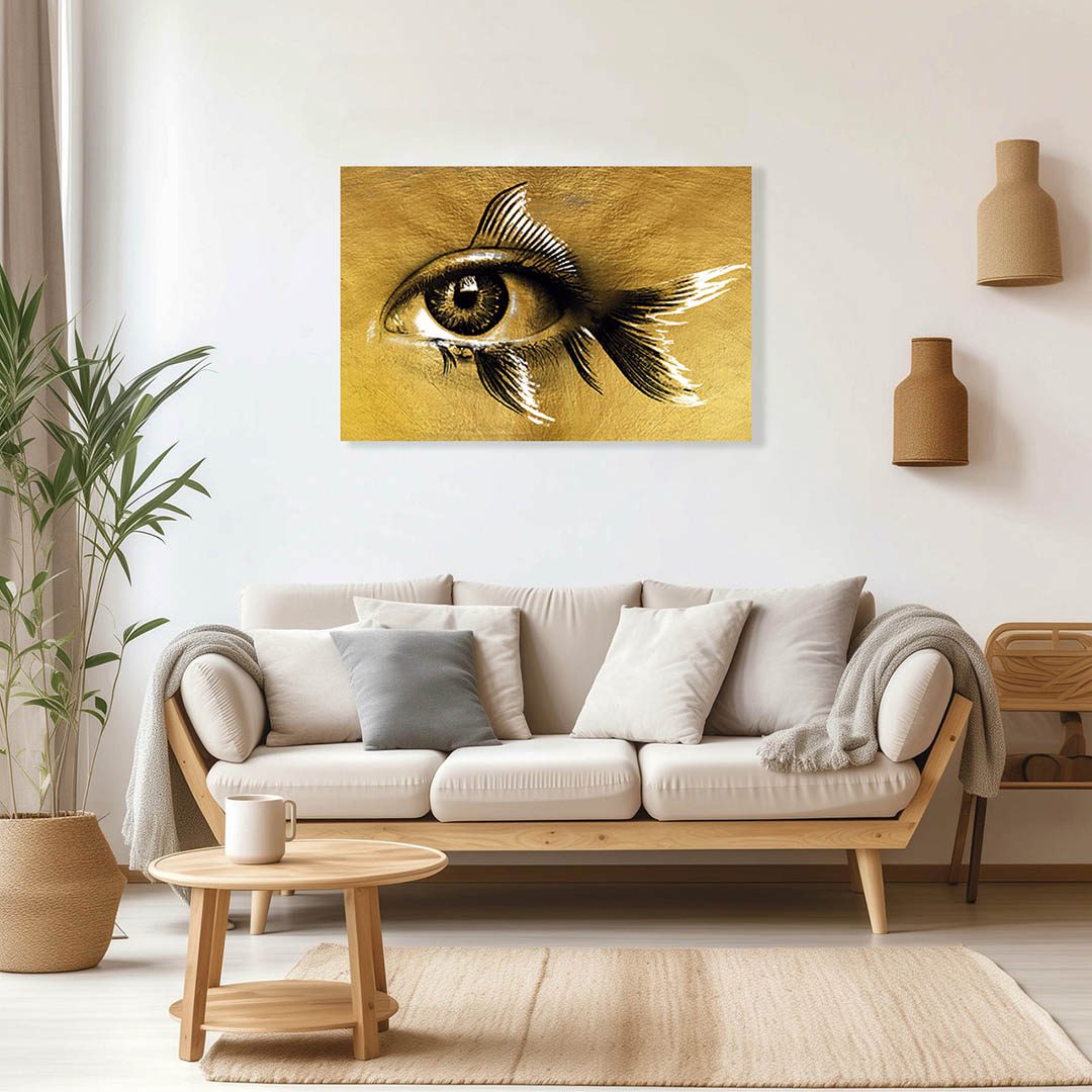 Cuadro Decorativo abstracto ojo en un Pez Dorado #169 90 X 60