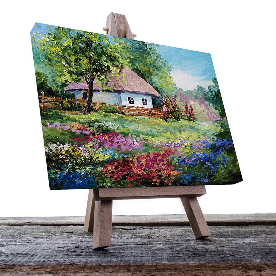 Cuadro Decorativo de Cabaña en el Bosque Estilo Oleo #11 60 X 40