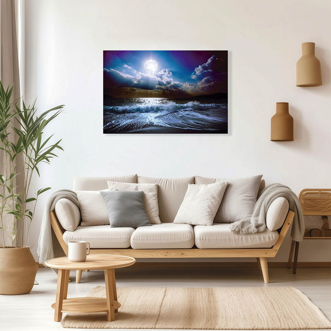 Cuadro Decorativo Luna Brillante en el Mar #3 60 X 40