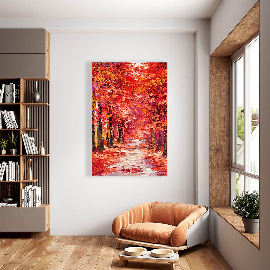 Cuadro Decorativo Arboles Colores Otoñales Estilo Oleo #04V 90 X 60