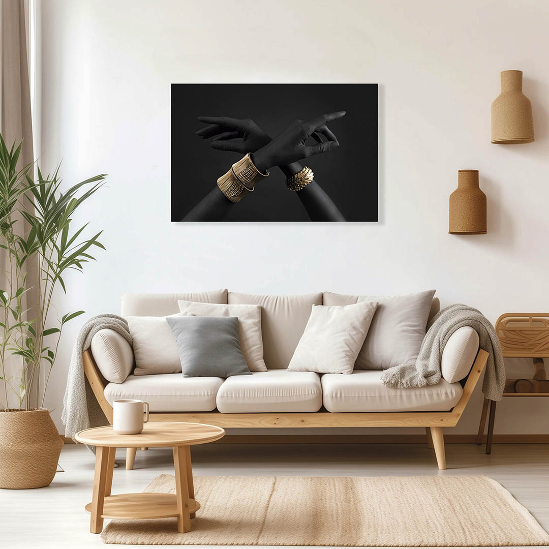 Cuadro Decorativo Moderno brazos Dorado y Negro #137 60 X 40