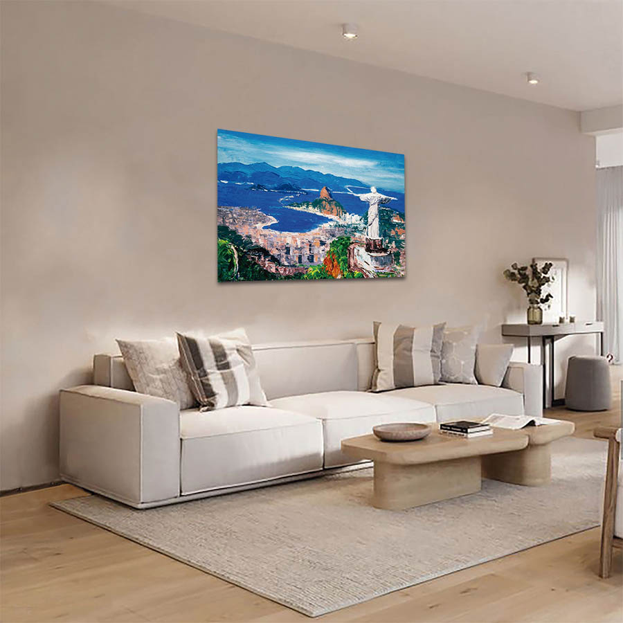 Cuadro Decorativo Cristo de Rio de Janeiro Brasil  Oleo #29 60 X 40