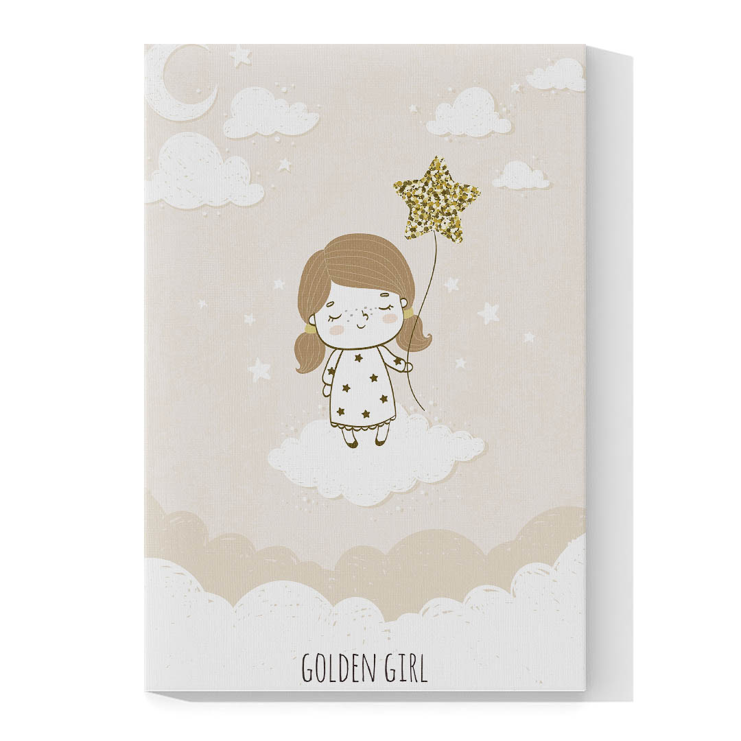 Cuadro Decorativo Infantil Niña con Estrella #16 60 X 40