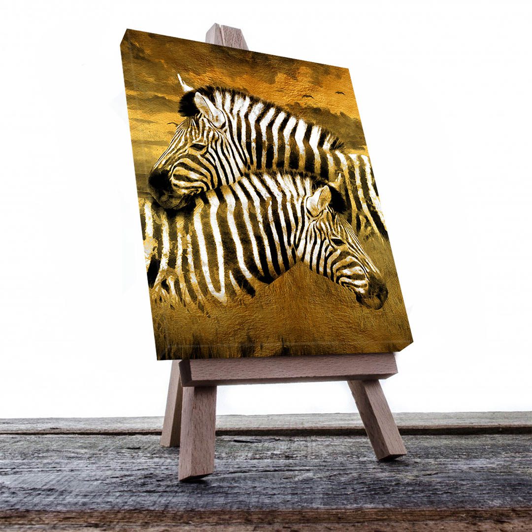 Cuadro Decorativo Cebras en Dorado #130 45 X 30