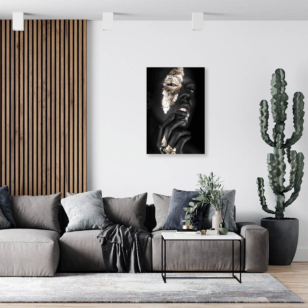 Cuadro Decorativo Mujer en Dorado Moderno #134 45 X 30
