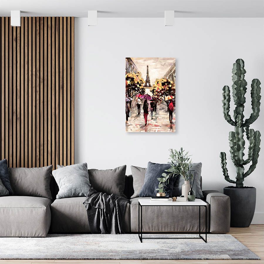 Cuadro Decorativo Paris Estilo Oleo #01V 90 X 45
